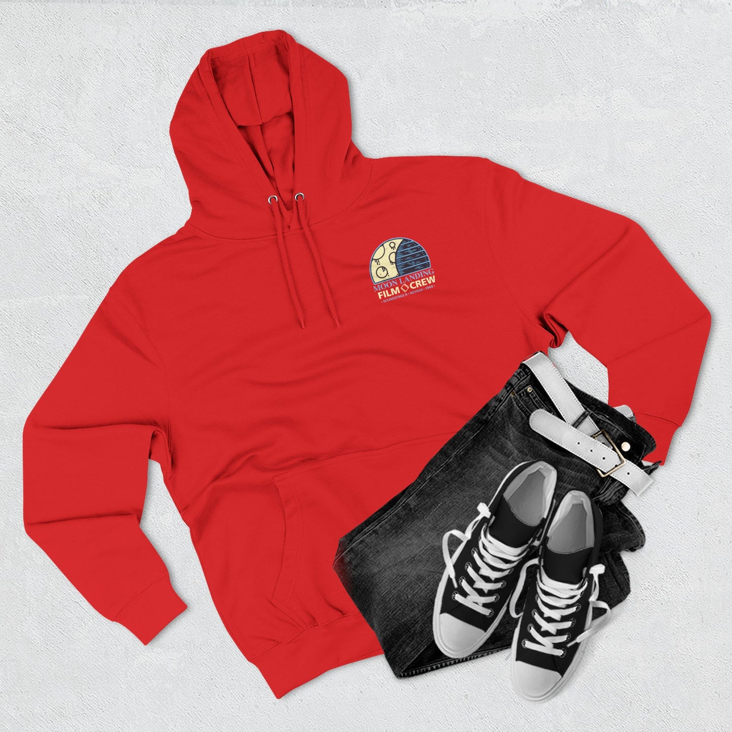 Moon Landing Film Crew Hoodie — Vintage Space Crew Pullover