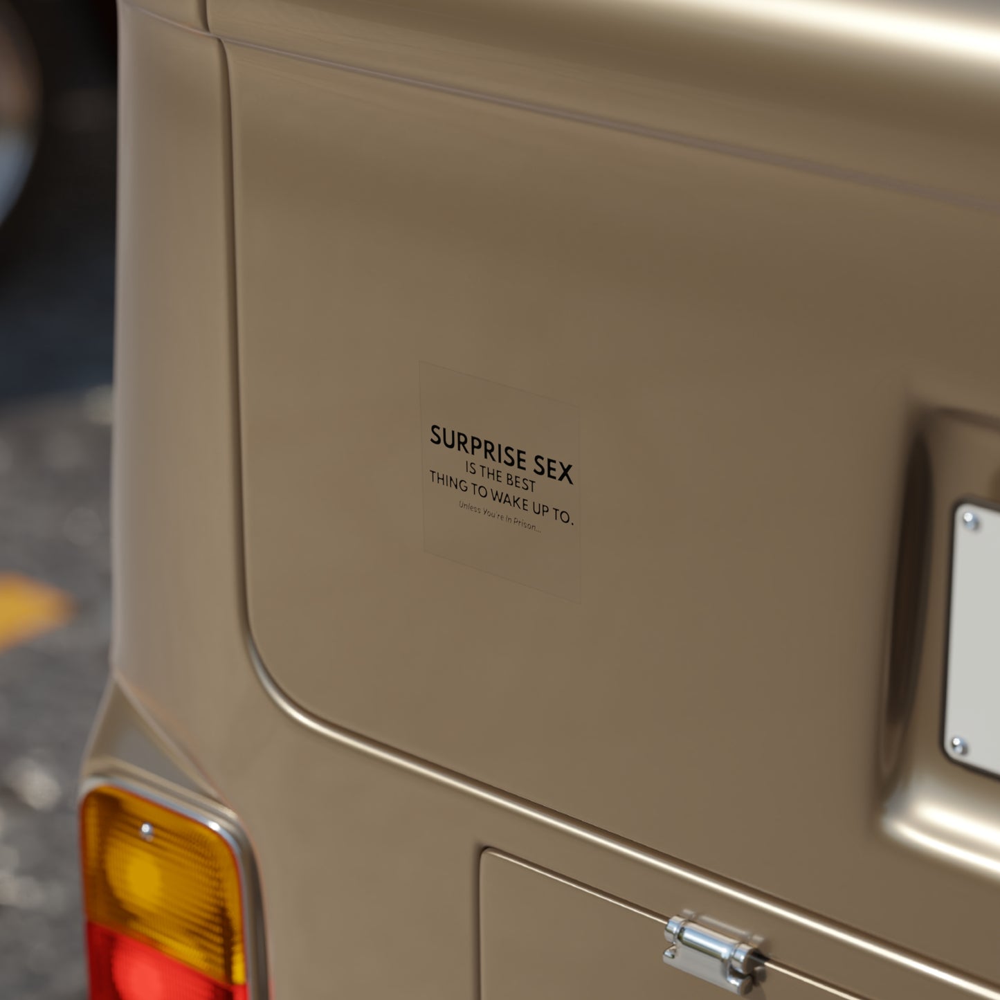 Sticker — "Surprise Sex Is The Best Thing To Wake Up To" Funny Transparent Outdoor Sticker