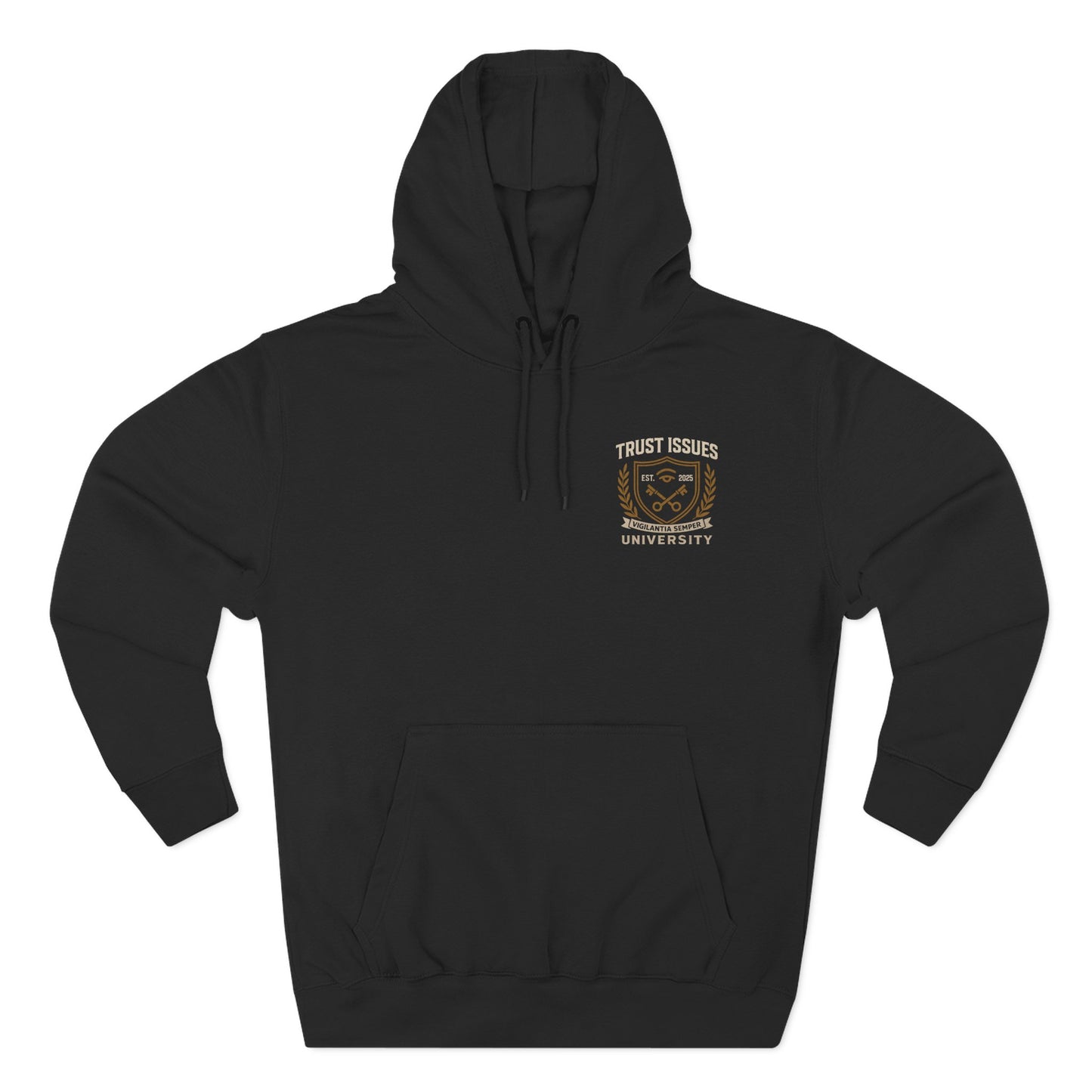 Trust Issues University Hoodie — Vintage Collegiate Crest Fleece Pullover
