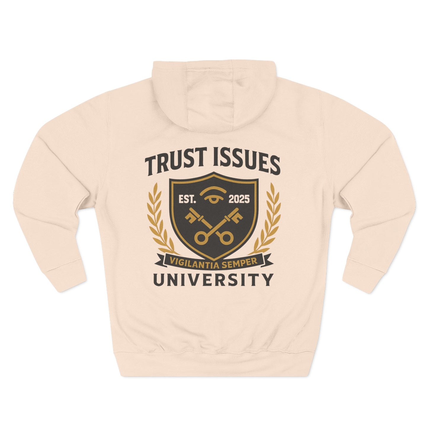 Trust Issues University Hoodie — Crest Logo Fleece Pullover ("Trust Issues")
