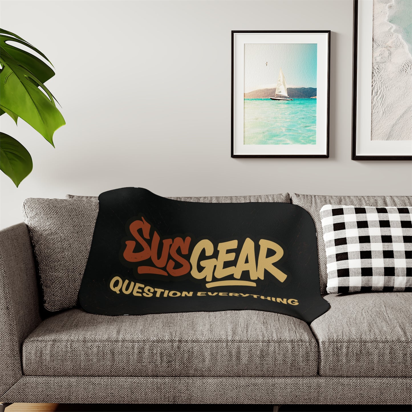 "Question Everything" Sherpa Blanket - Cozy Two-Tone Throw Blanket