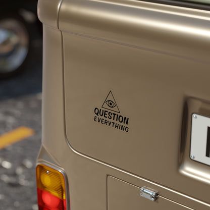 Question Everything Eye Sticker — Die‑Cut Transparent Outdoor Decal