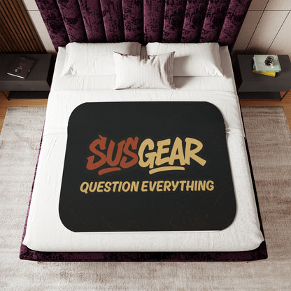 "Question Everything" Sherpa Blanket - Cozy Two-Tone Throw Blanket