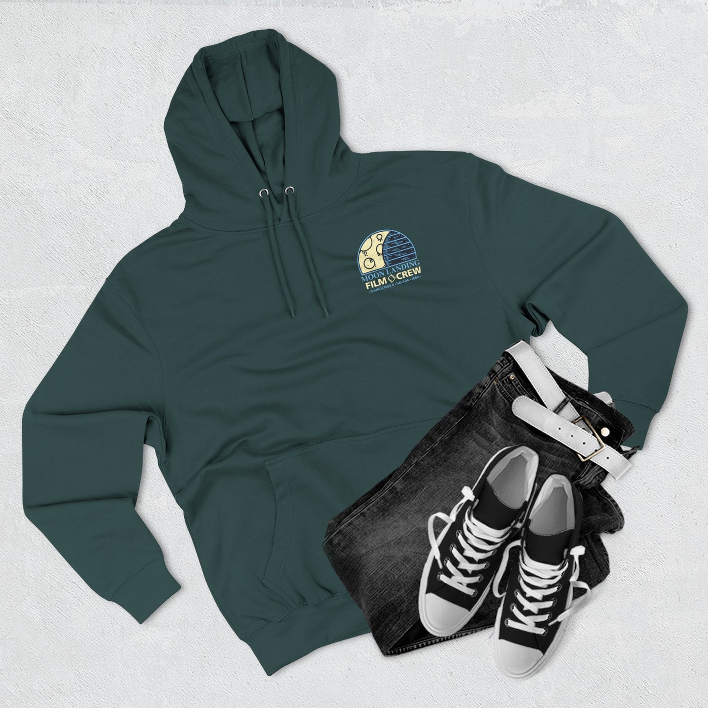 Moon Landing Film Crew Hoodie — Vintage Space Crew Pullover