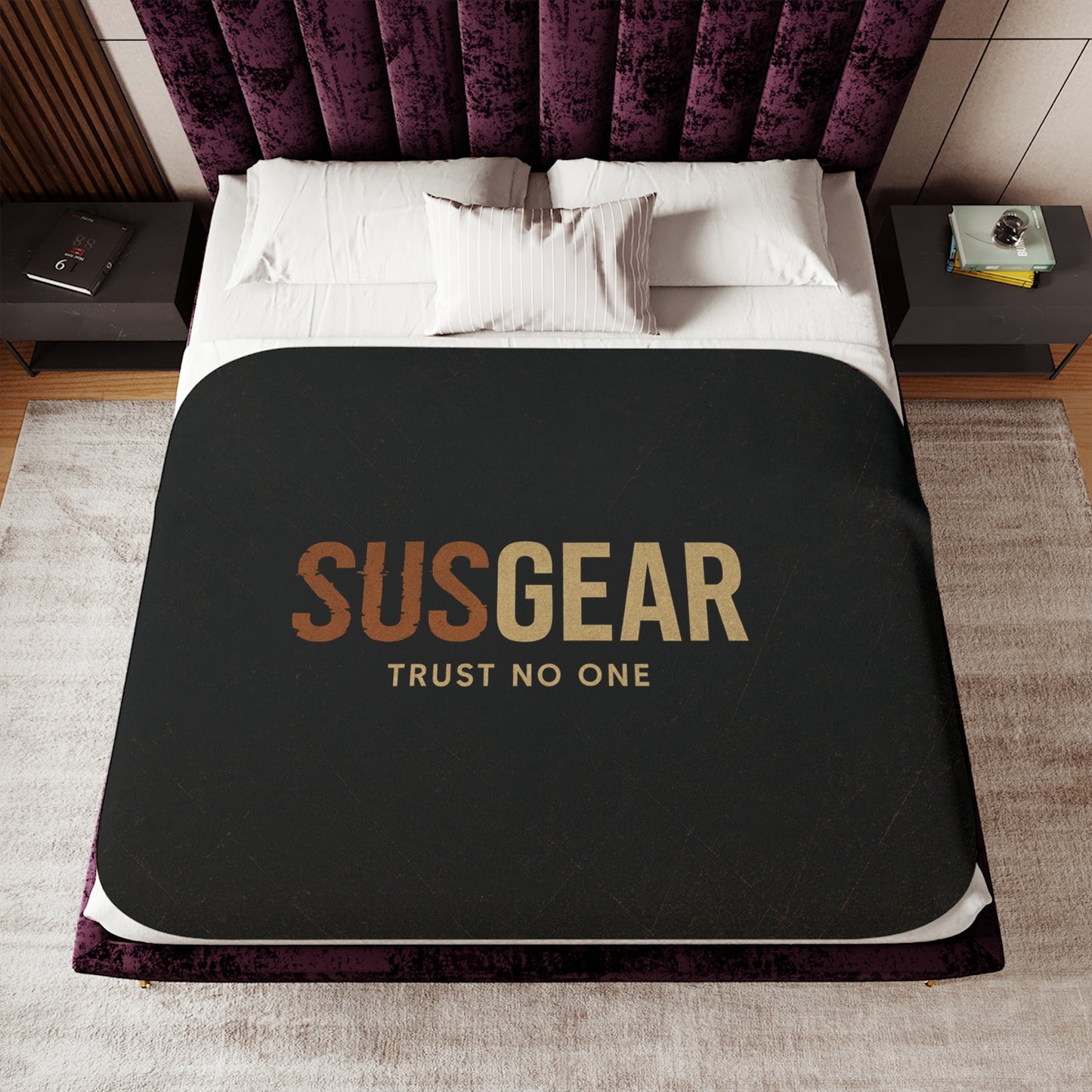 "Trust No One" Sherpa Blanket - SUSGEAR Cozy Two-Tone Throw