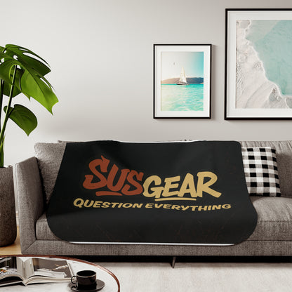 "Question Everything" Sherpa Blanket - Cozy Two-Tone Throw Blanket