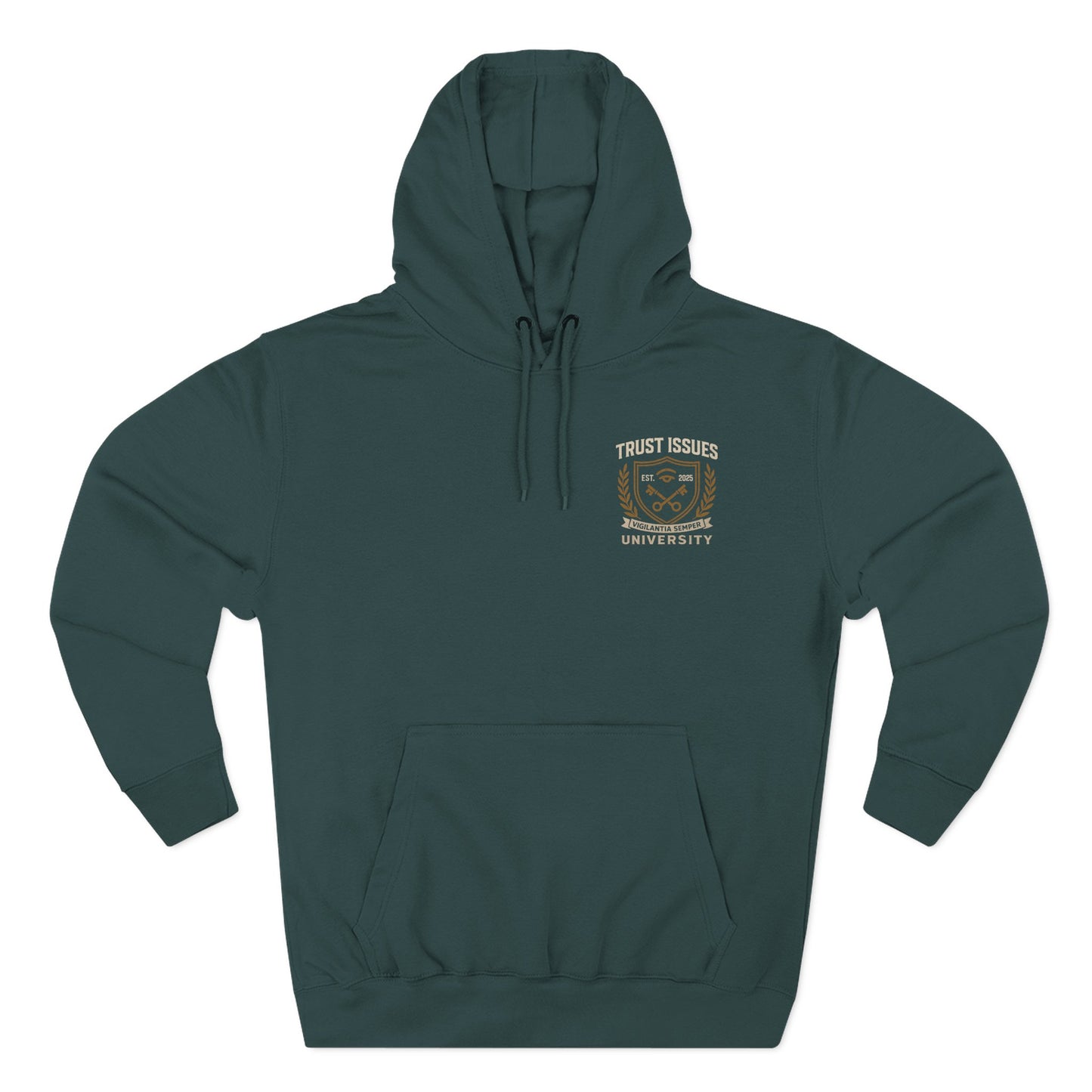 Trust Issues University Hoodie — Vintage Collegiate Crest Fleece Pullover