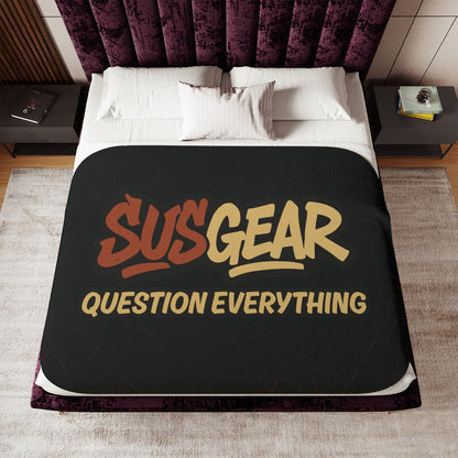 "Question Everything" Sherpa Blanket - Cozy Two-Tone Throw Blanket