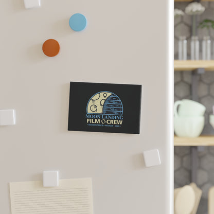 Moon Landing Film Crew Rectangle Magnet — Retro Space Movie Set Magnet