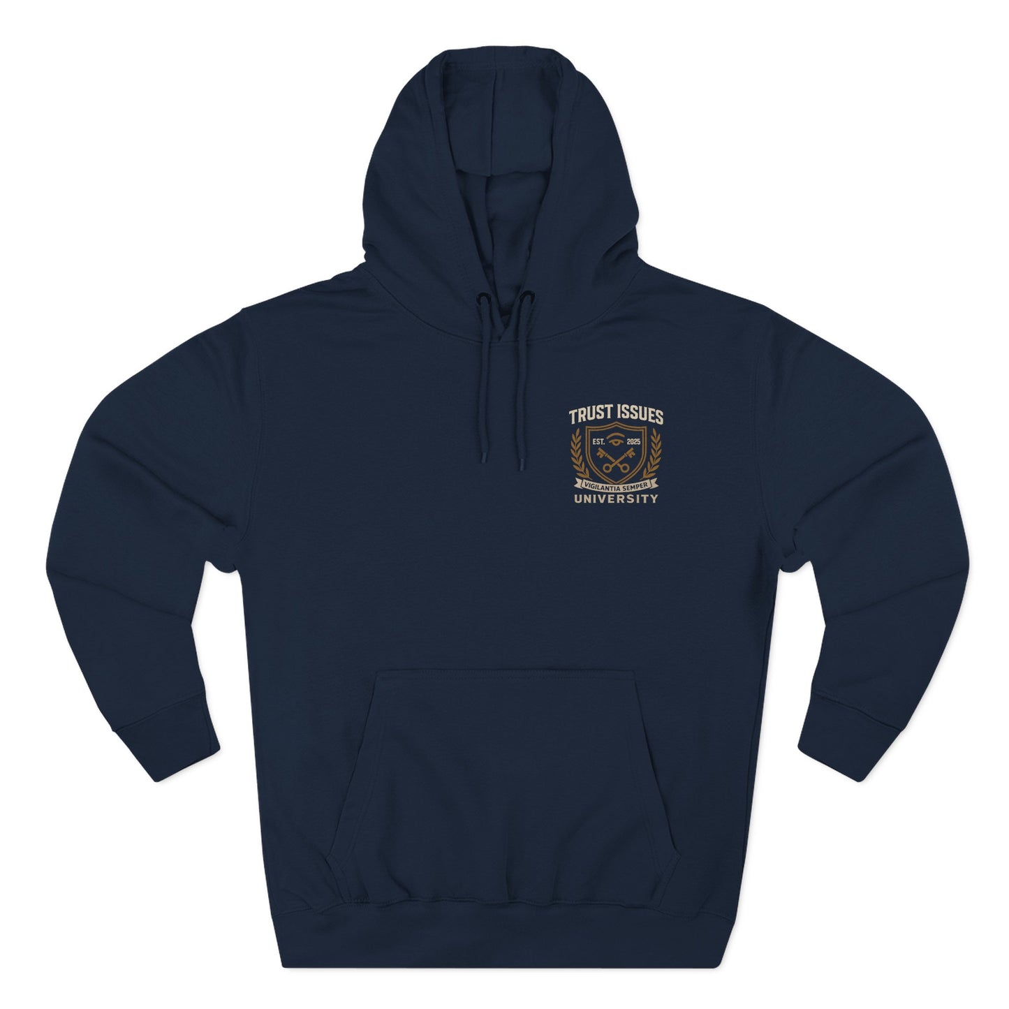 Trust Issues University Hoodie — Vintage Collegiate Crest Fleece Pullover