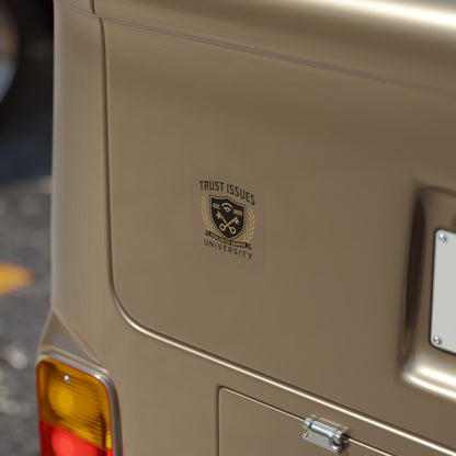 Trust Issues University Transparent Outdoor Sticker — Crest Logo Square Decal