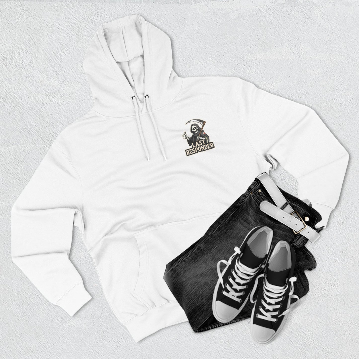 "Last Responder" Pullover Hoodie - Grim Reaper Graphic for EMT & Medical Professionals
